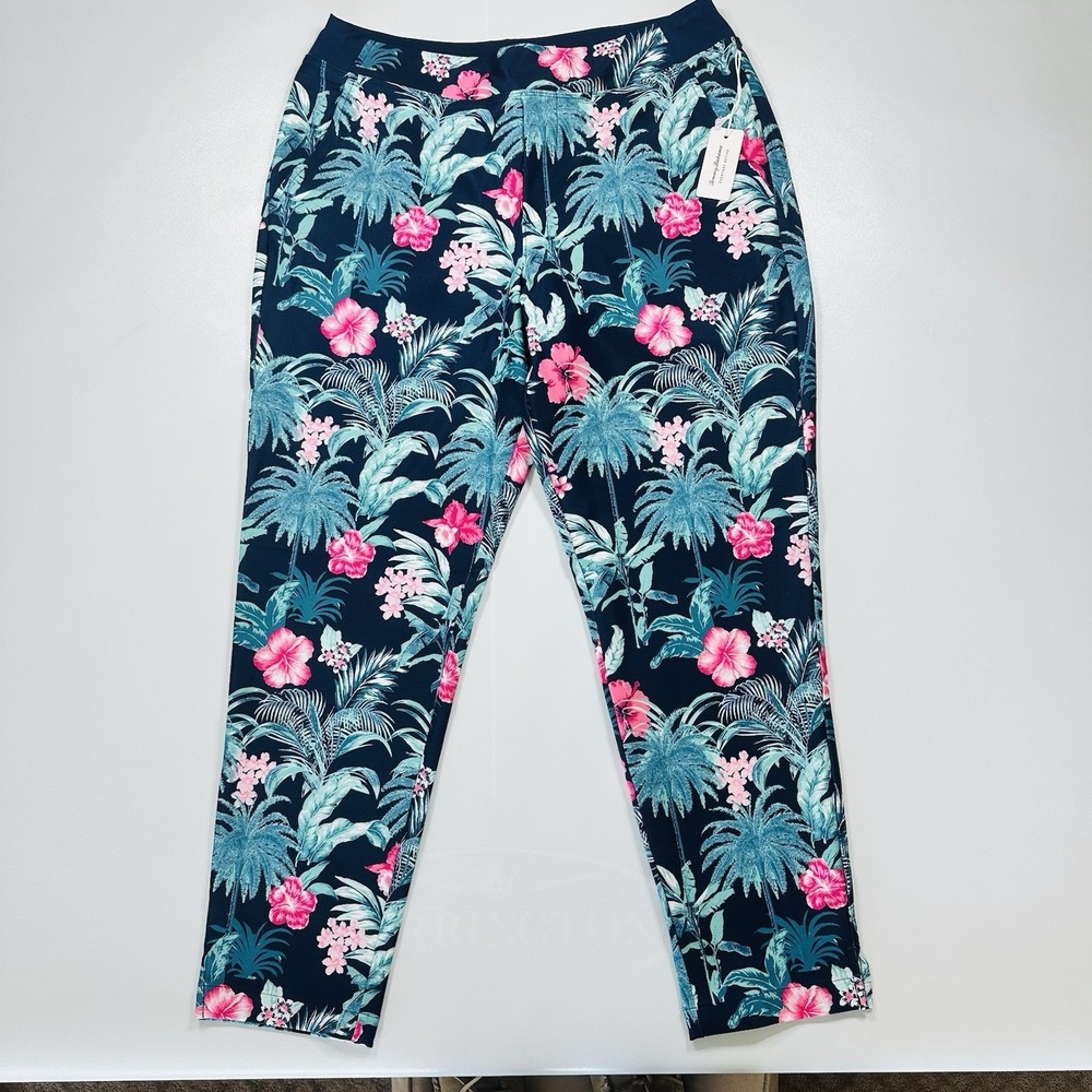 Tommy Bahama Women's M Everyday Active Stretch Pants Blue,‎ Hawaiian Floral NWT